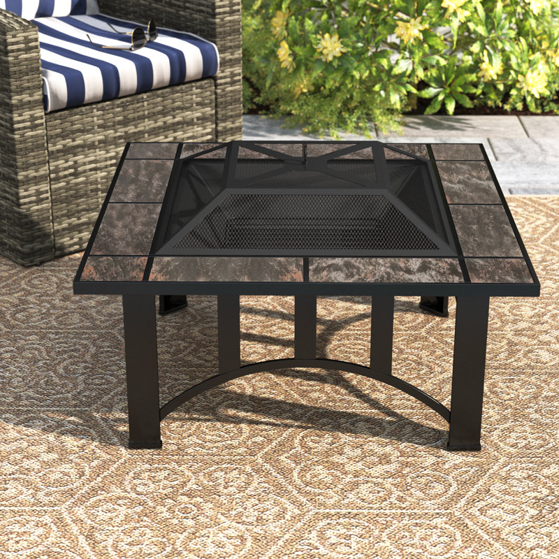 Table foyer au bois en acier Rennert