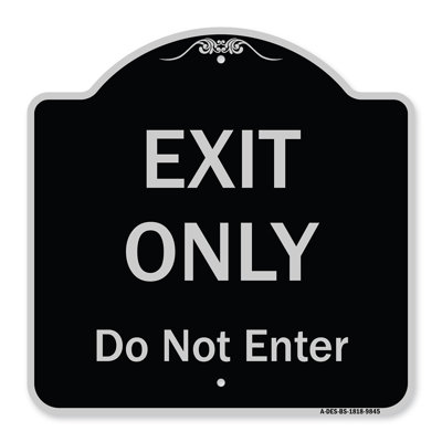 Enseigne Signmission Designer Series - sortie seulement, ne pas entrer | Enseigne architecturale en aluminium noir et argent épais 18 "x 18" | Protégez votre entreprise et votre commune | Fabriqué aux États-Unis