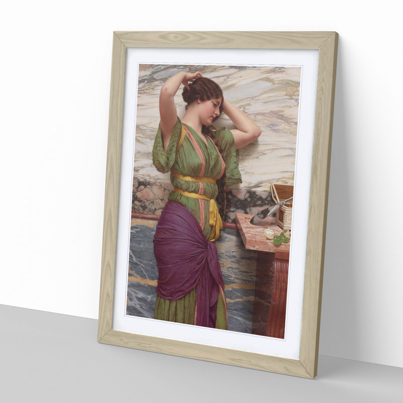 A Fair Reflection by John William Godward - Picture Frame Painting, 48cm H x 36cm W x 2cm D, Oak Framed