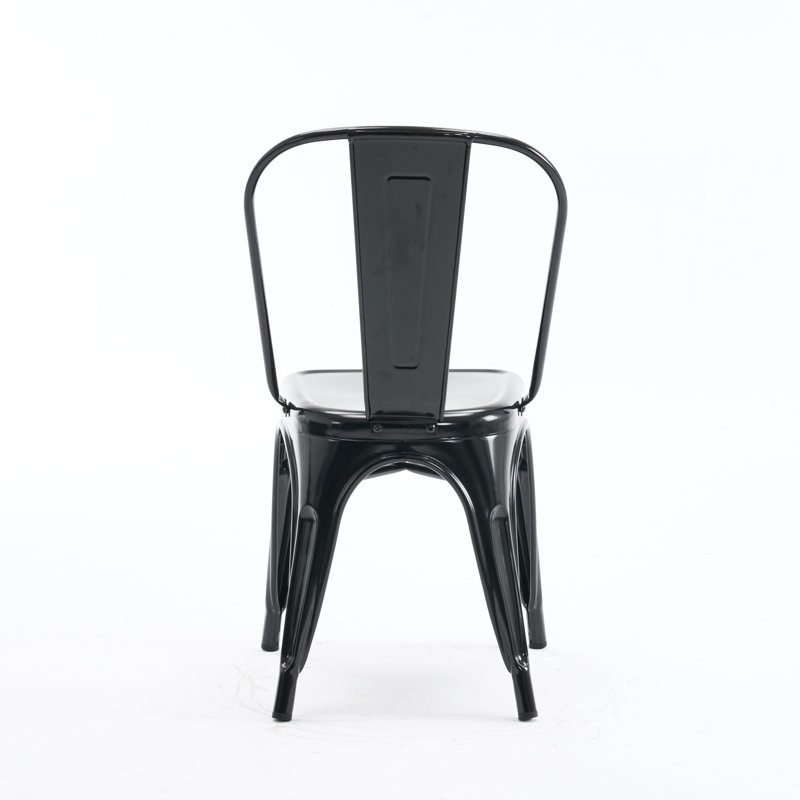 Ensemble de 4 chaises de salle à manger empilables en fer, Noir