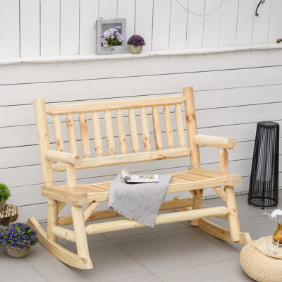 Fauteuil à bascule design en bois pour 2 personnes - Fabriqué en bois de qualité - Chaise robuste pour jardin, terrasse, patio, cour - Capacité de charge de 250 kg - Assise large