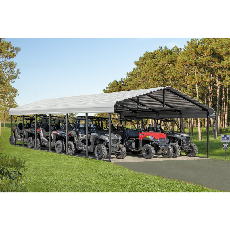 Galvanized Steel Carport, 20X29X7, Eggshell