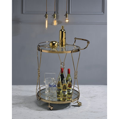 Zekera Champagne Finish Serving Cart