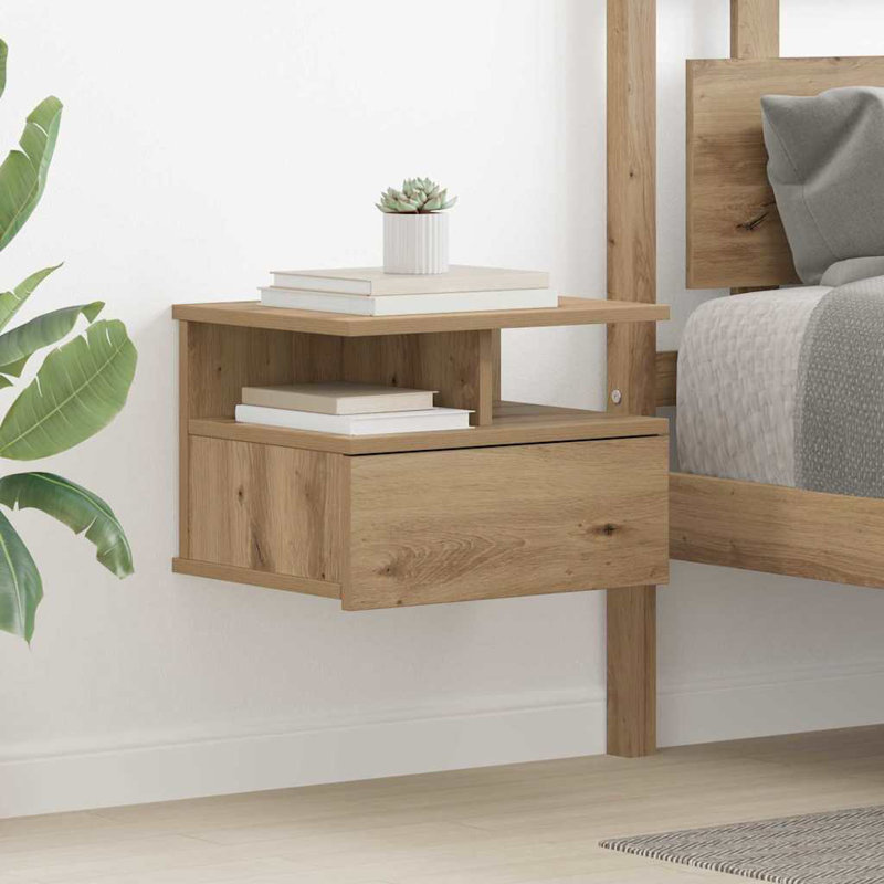 Kaci-Lei Manufactured Wood Bedside Table, Artisan Oak, Artisan Oak, 1