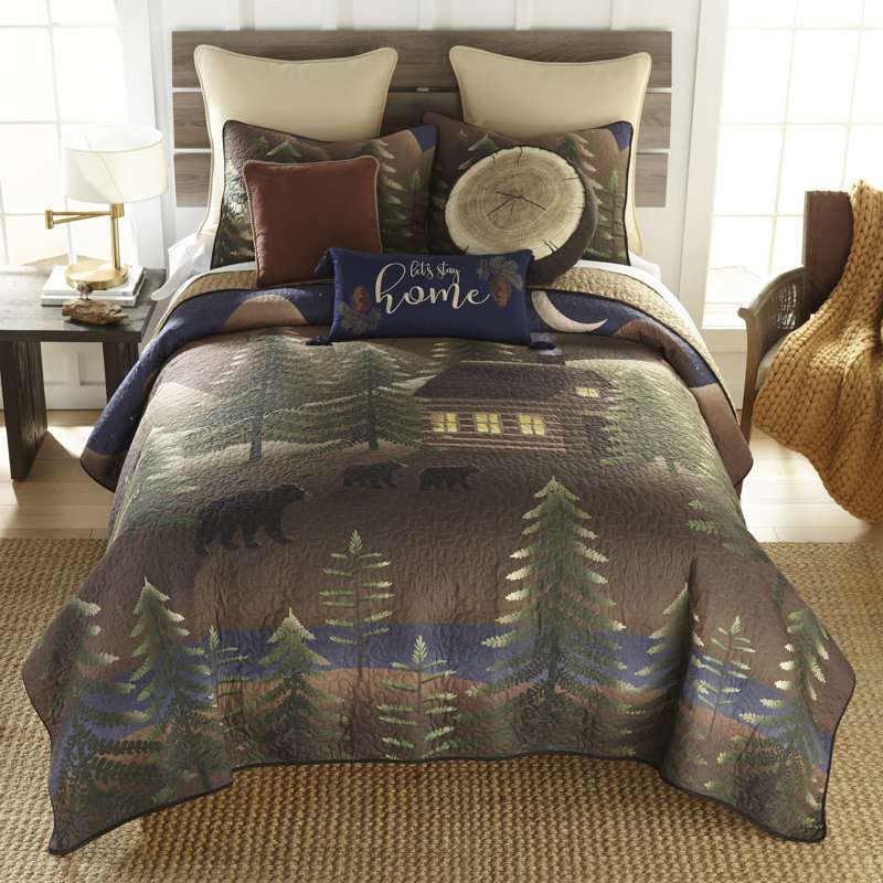 Donna Sharp Folk Art Forest 3PC Rustic Quilt Set, Queen Quilt + 2 standard Shams