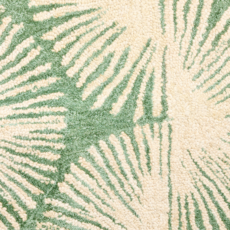 NICOLE MILLER NEW YORK Kendall Fluted Geo Handcrafted Wool Area Rug Green, Rectangle 5'0.2" x 6'11.9"