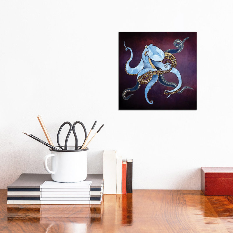 Metallic Octopus Iii - Print on Canvas, No Framed, 93.98 cm H x 93.98 cm W x 1.91 cm D