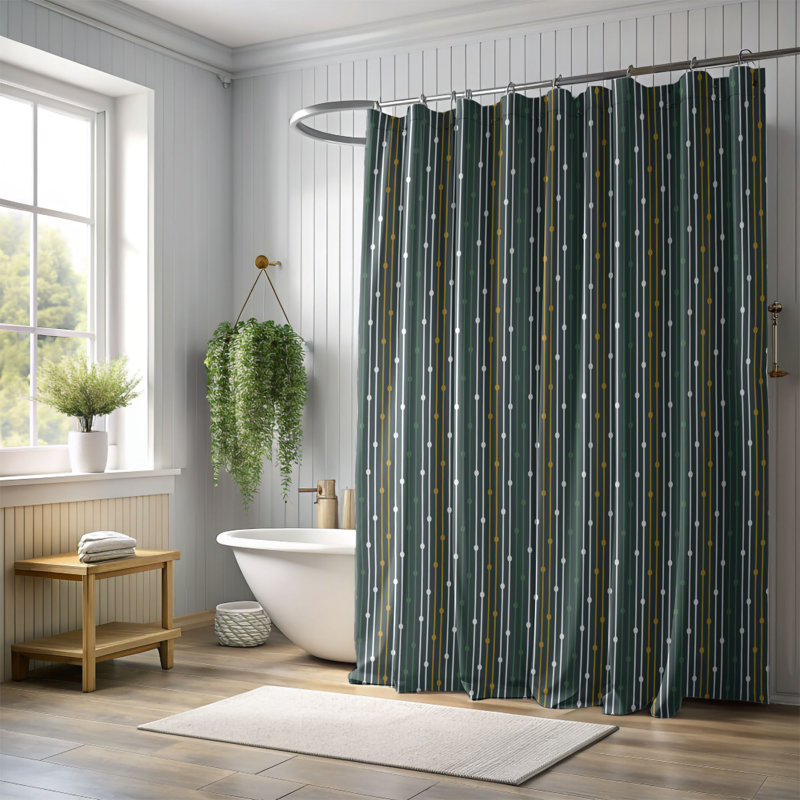 Rideau de douche Elegant Leaves - Premium, H 74 po x l 71 po