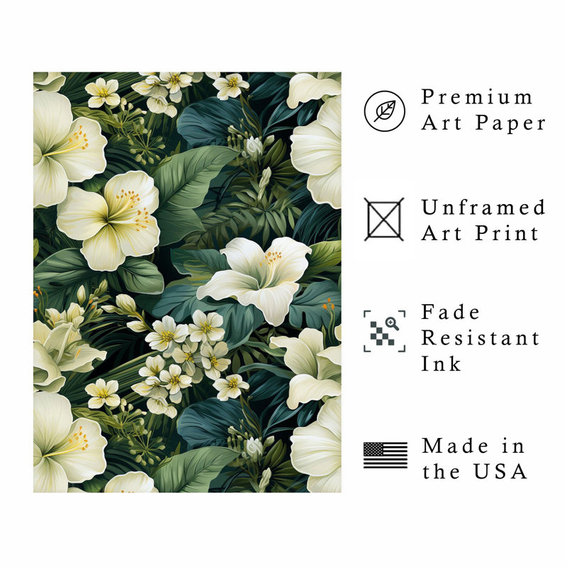 Impression florale de HawaiIan, H 14 po x l 11 po