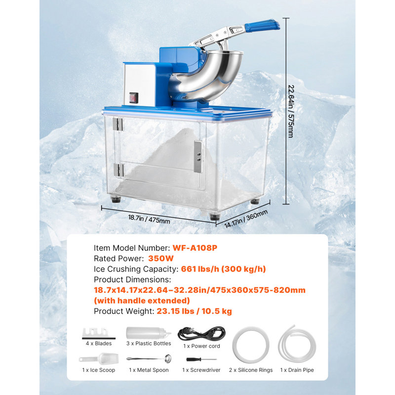 Machine à cône de neige électrique commerciale Ice Crusher 661LBS / H