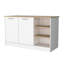 Îlot de cuisine 2 portes avec 3 tablettes ouvertes, s'intègre parfaitement dans vos 2 portes et tablettes en bois de frêne blanc