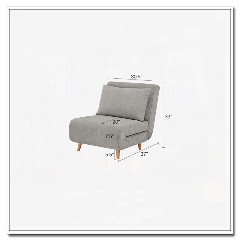 Fauteuil d'appoint rembourré convertible, Gris