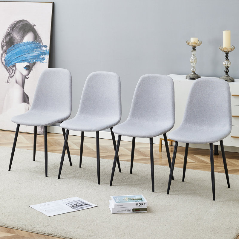 Ensemble confortable de chaises de salle à manger en lin et coton, siège et dossier intégrés, assorti à la maison moderne, 4