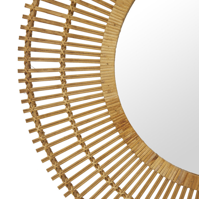 Amesbury Handmade Bamboo Round Wall Mirror, Natural