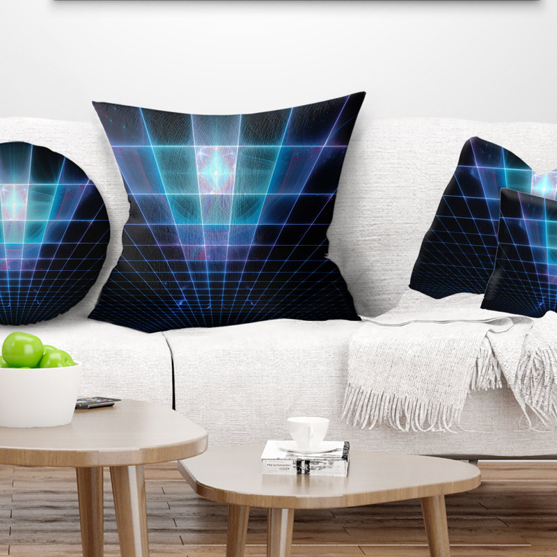 Grilles de protection laser - Coussin imprimé abstrait, 18 po x 18 po, Coussin décoratif, Bleu