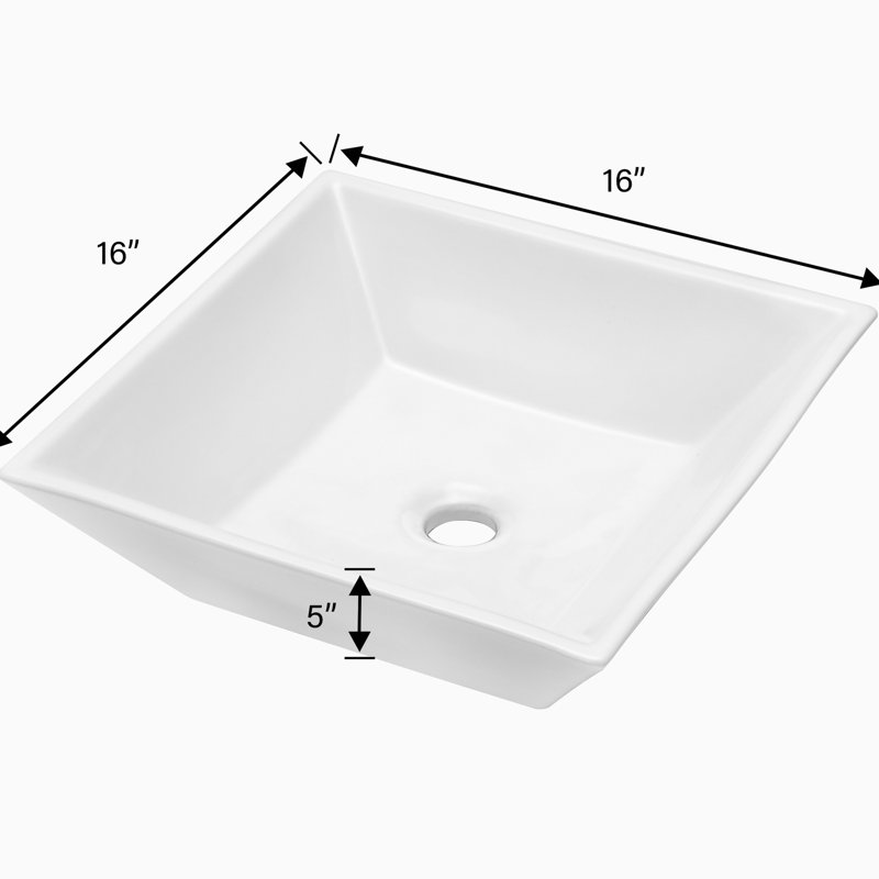 Lavabo vasque carré en céramique blanche 16 x 16 - et pour chauffer, pour les salles de bain élégantes et modernes, avec une saleté