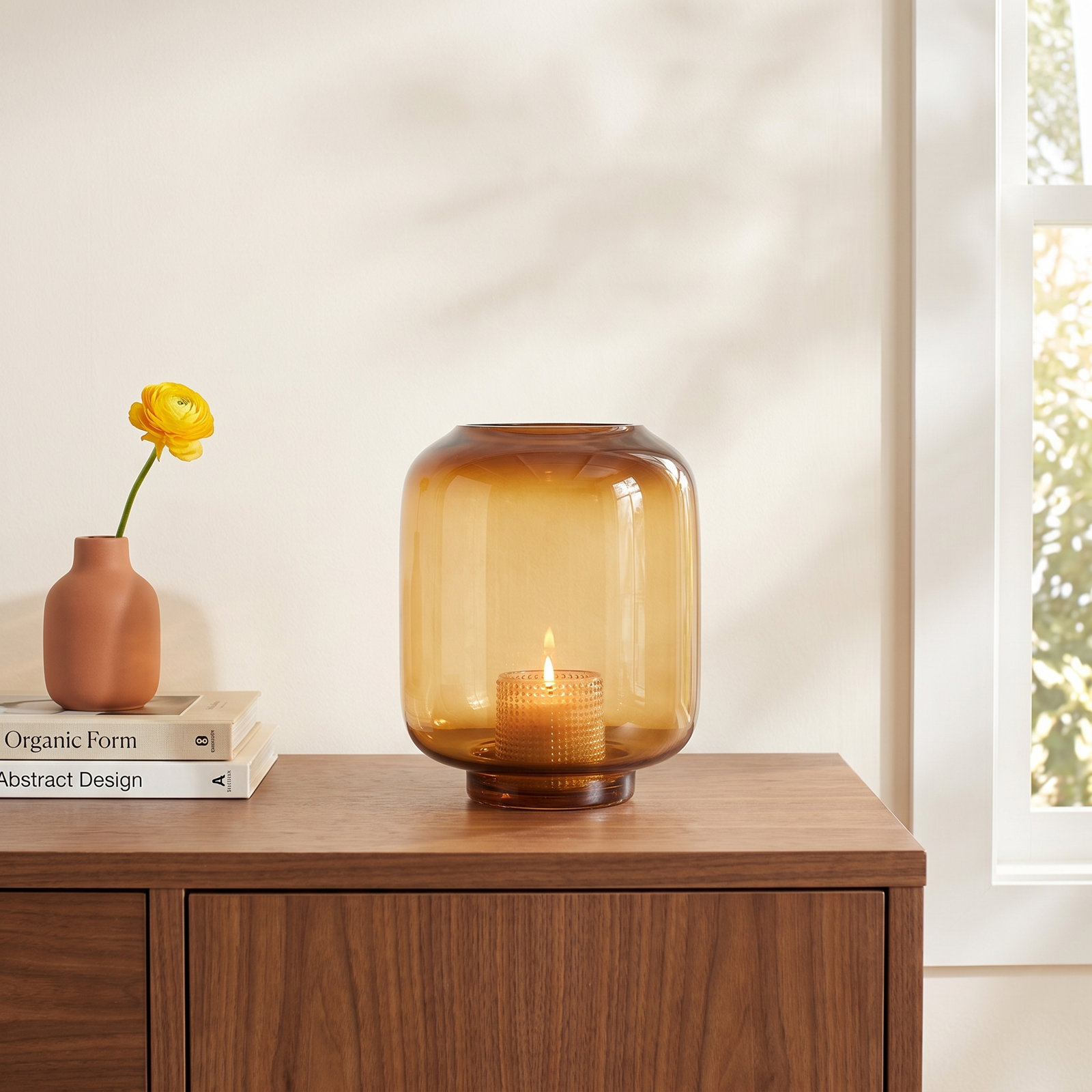 Glass Hurricane Lamp Decorative Object