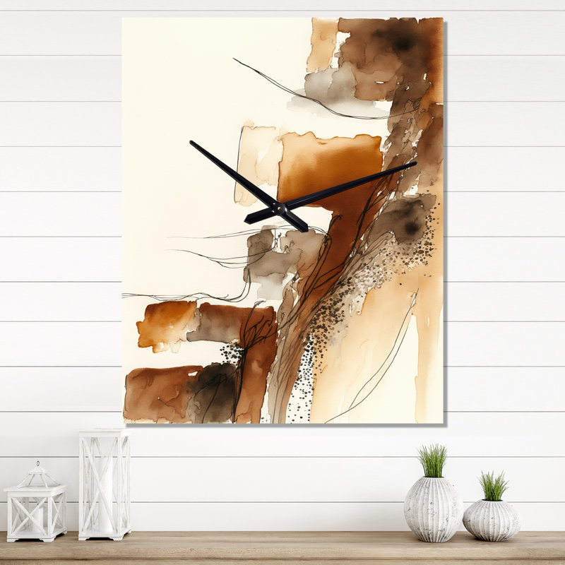 Jeroen - Horloge murale abstraite à encre liquide, Très grand