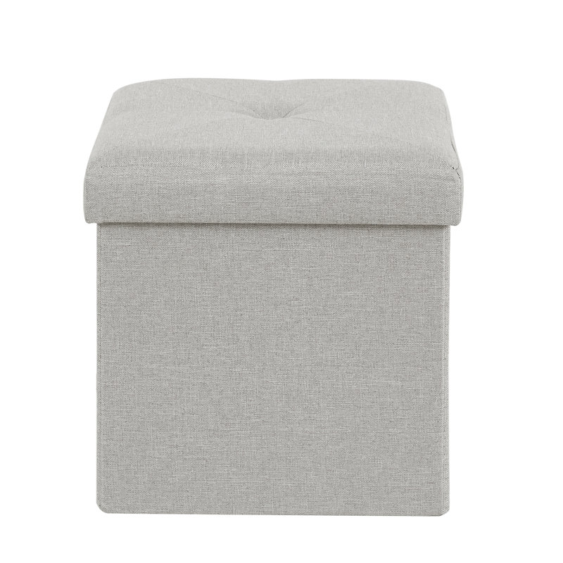 Tayah Upholstered Ottoman, Light Gray Polyester Blend