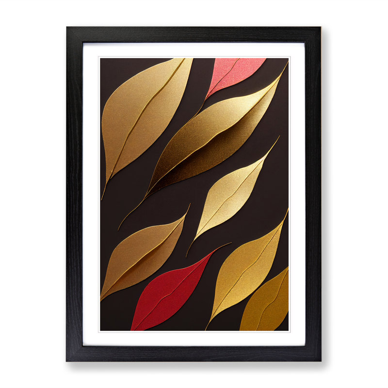 Letrica Gold Leaf - Picture Frame Print, Black, 34cm H x 25cm W