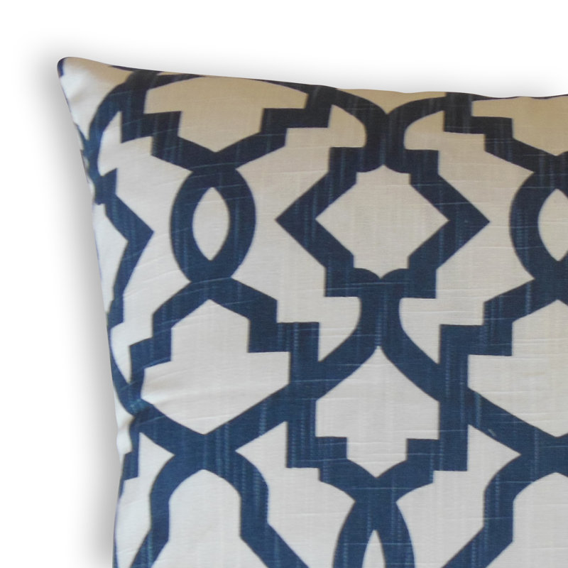 Oma Square Pillow Cover & Insert, Cream/Navy, Height(24") x Width(24")