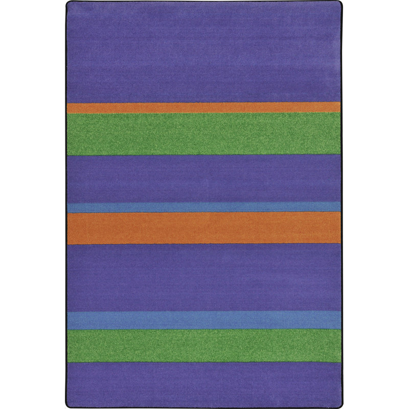 Tapis violet à rayures droites et étroites, 5 pi 4 po x 7 pi 8 po
