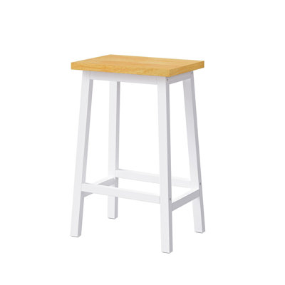 Tabourets de bar en bois massif K&K (pas cher en fer), ensemble de 2 chaises de bar de 25,6 po de hauteur, tabourets de comptoir de cuisine avec repose-pieds, tabourets de ferme pour la salle à manger, cuisine, comptoir, blanc