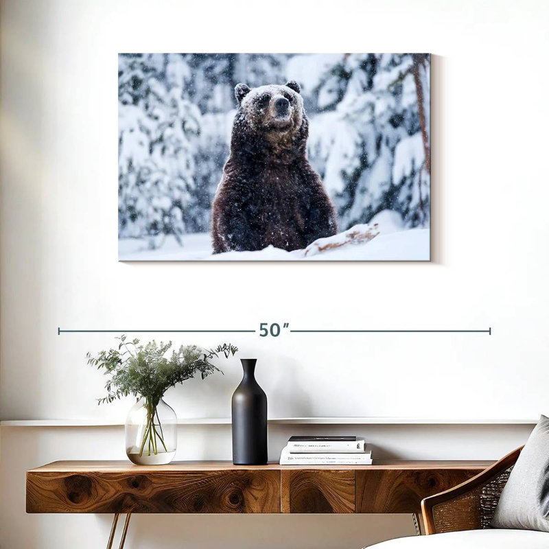 Grizzly dans la neige, H 24 po x l 36 po