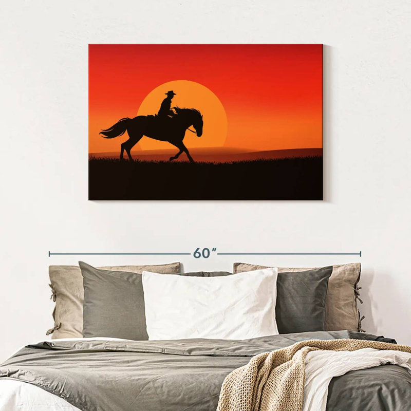 Silhouette de cowboy Lelar Sunset, H 30 po x l 45 po