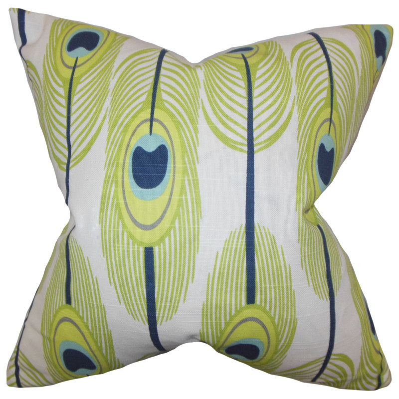 Cotton Reversible Throw Pillow, Green, 22" x 22", Polyester/Polyfill