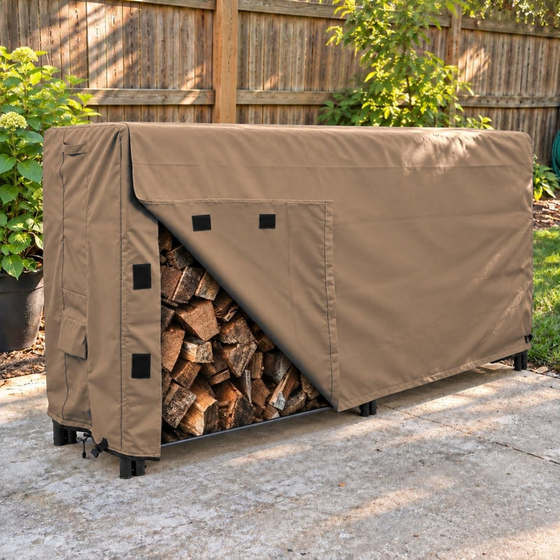 Goodman Outdoor Log Rack Cover, 42" H x 96" W x 24" D, Beige