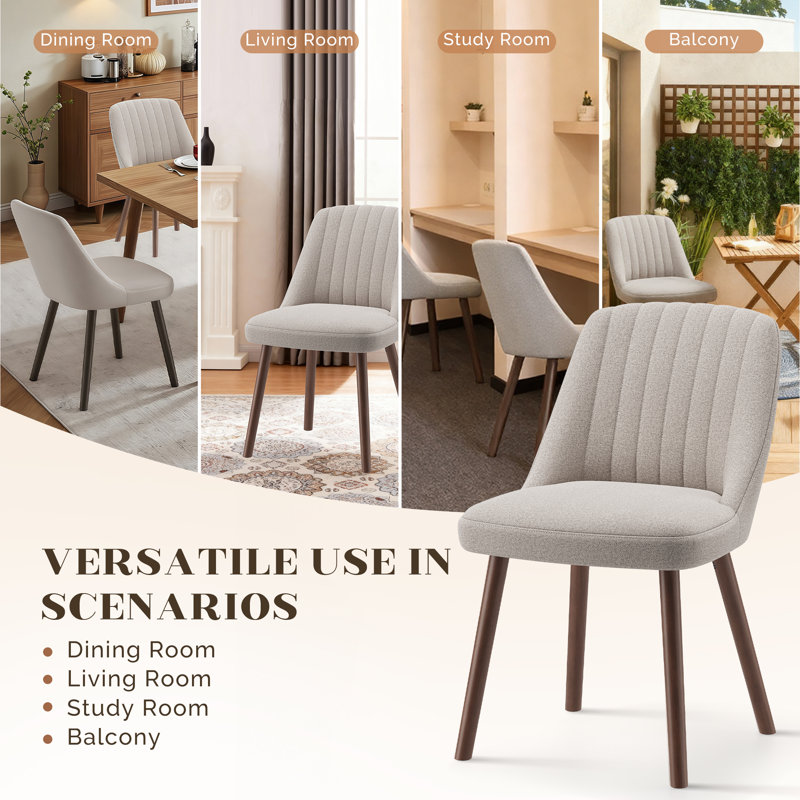 47cm H Fabric Upholstered Upholstered Back Side Chair in Grey, Camel