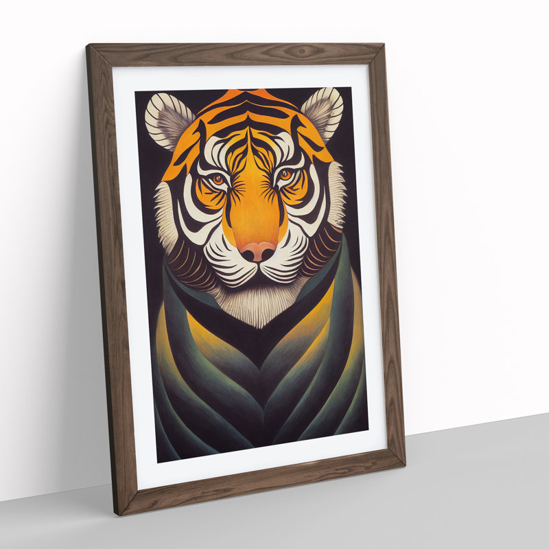 Artistic Tiger - Wall Art, 64cm H x 46cm W, Walnut Framed