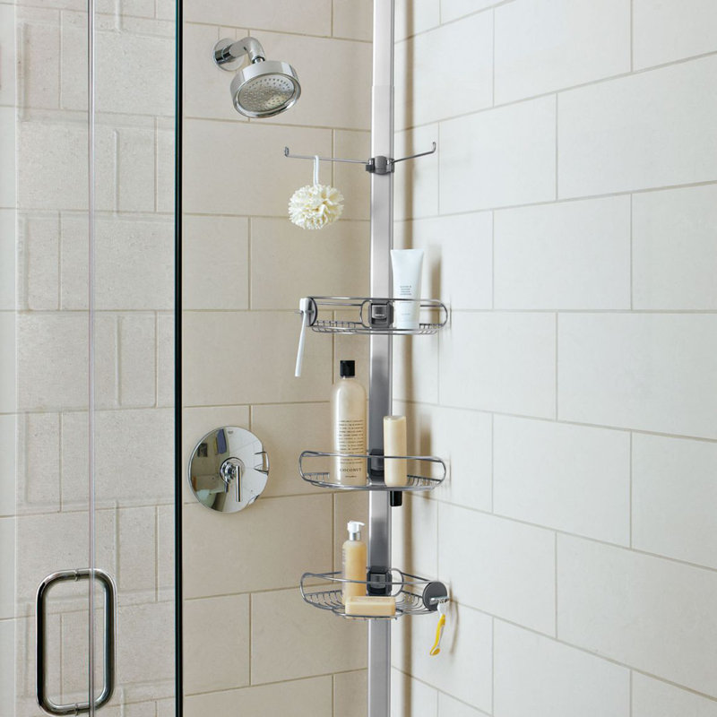 Stainless Steel Adjustable Tension Pole Shower Caddy