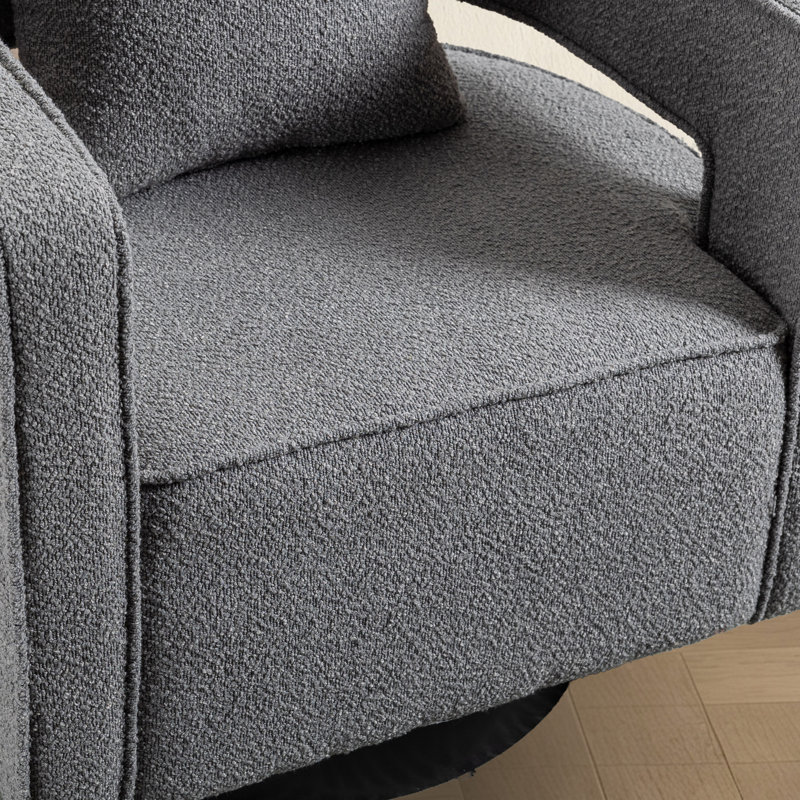 Fauteuil demi-tonneau moderne pivotant avec dossier ouvert, Boucle gris
