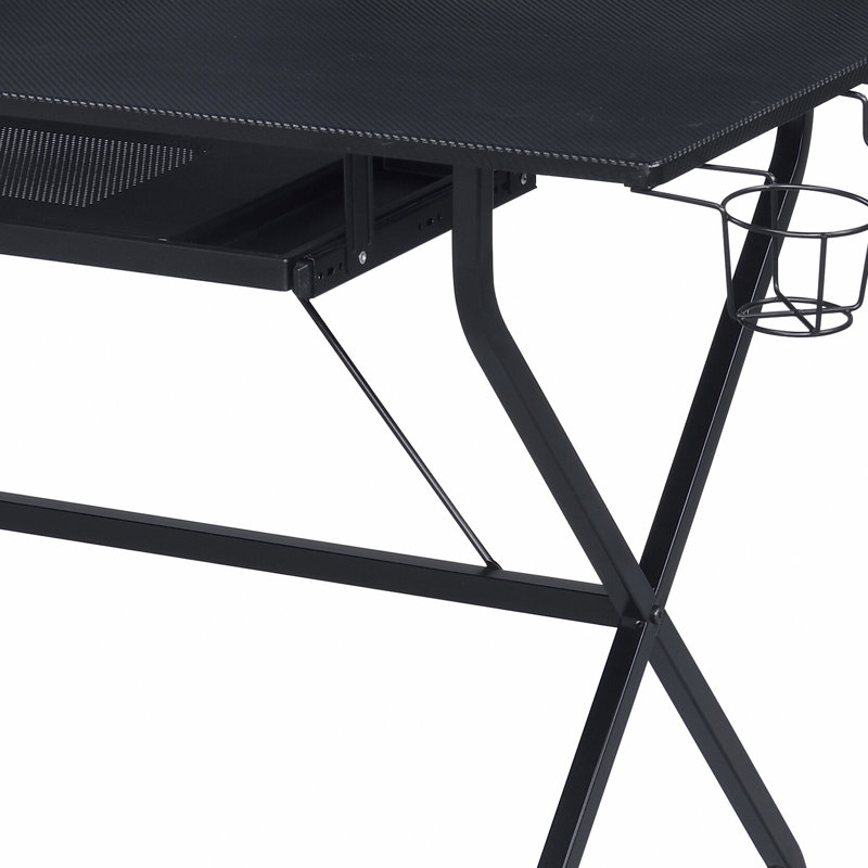 Black Computer Desk With Keyboard Tray