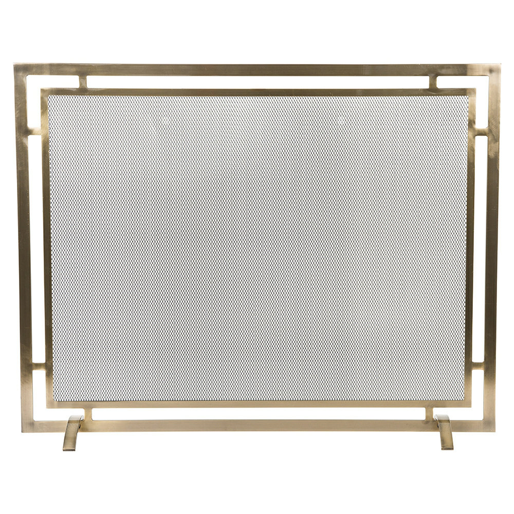 Gatsby Mesh Fireplace Screen, Aged Brass