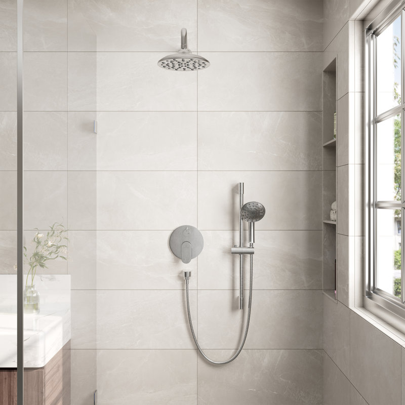Calliope Wall Mounted 2-Function Retro Pressure-Balanced Shower System with 3 Setting Handheld, Brushed Nickel