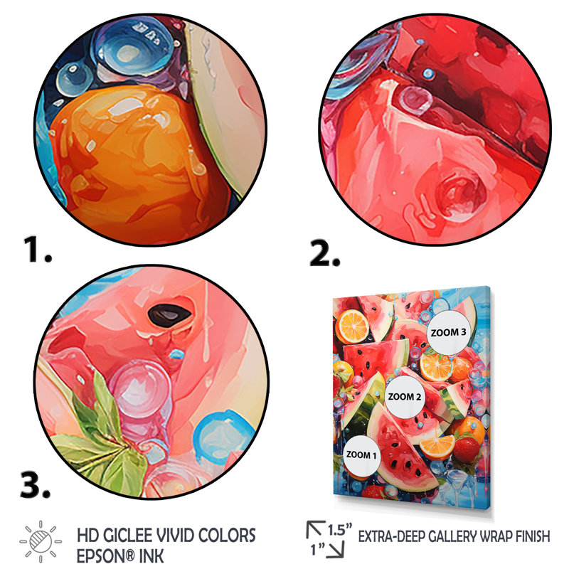 Rêve de pastèque rouge pastel - fruits, art mural, H 20 po x l 12 po x P 1 po