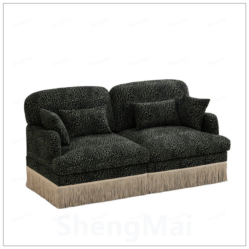 Canapé Comfy Chenille Leopard, Green/Black, 69.2" W
