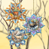 Wooden Ornaments Set Wood Animals Holiday Shaped Ornament