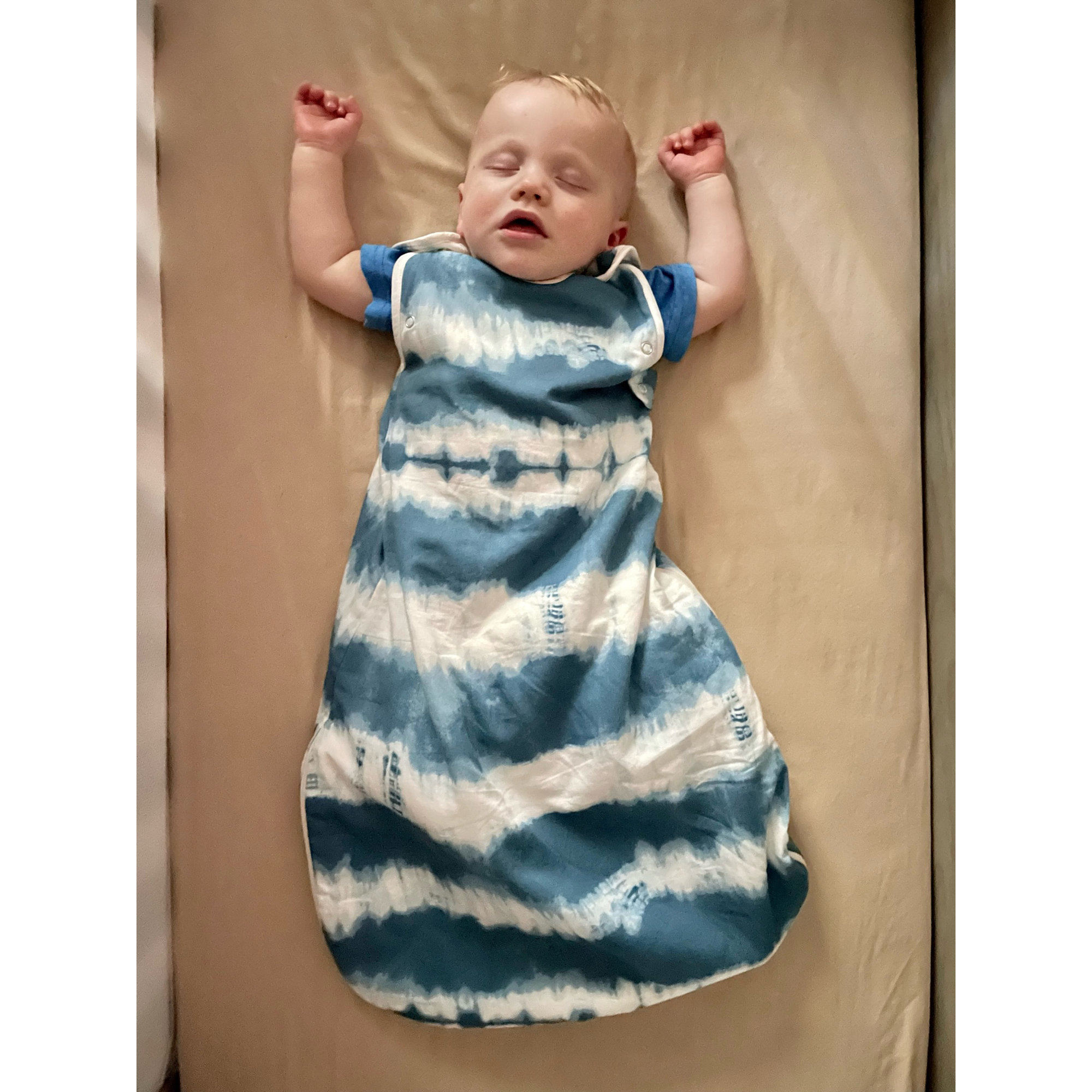 Caspian Blue Tie-Dye Wearable Blanket, 100% Cotton Exterior, By Crane Baby