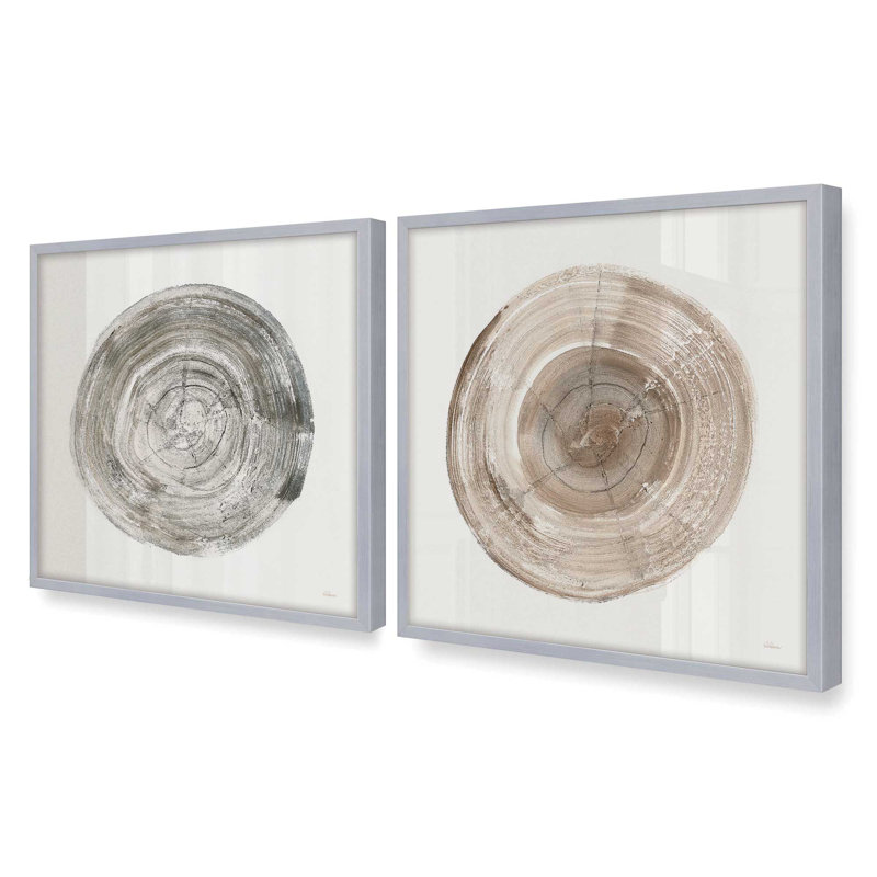 Rings of Time Duo I Set of 2 Canvas Prints in a Black Frame, 20" x 20", 17.5" H x 35" W, Polished Chrome Framed