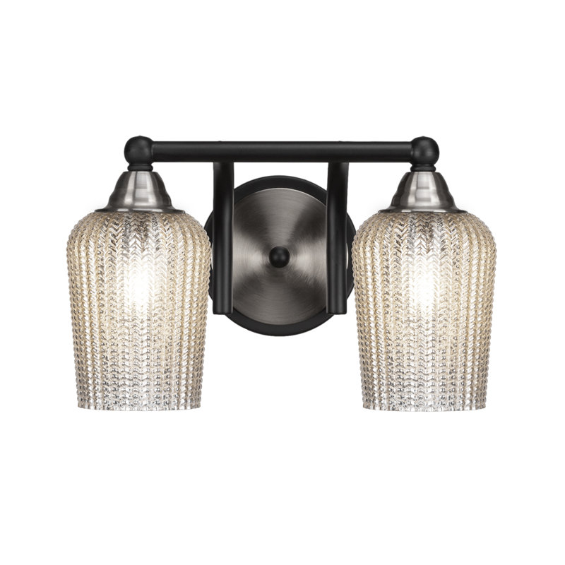 Michell 2-Light Bath Bar, Matte Black/Brushed Nickel, White