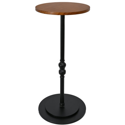 Small Round End Table, Tall Pedestal Drink Side Tables Living Room, Narrow Night Stand For Small Spaces, Bedroom, Modern Wood Beside Table Desk Home Decor (black & Brown, 12" X 25")