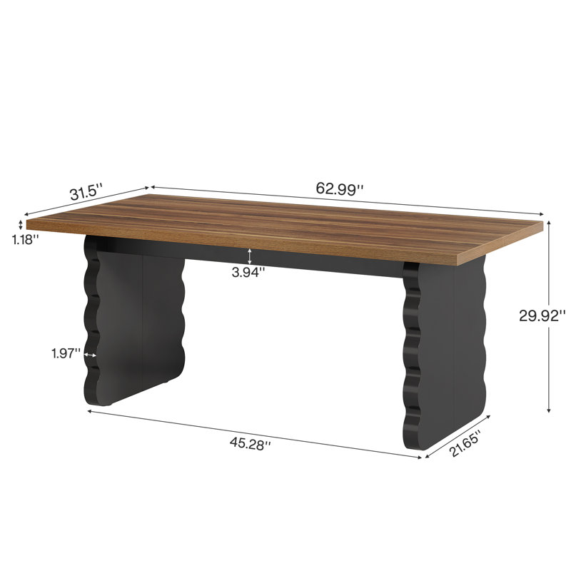 63-Inch Wooden Computer Desk, Modern Home Office Executive Desk