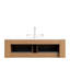 Meuble-lavabo de 122 cm (48 po) avec lavabo rond en verre transparent, rangement en contreplaqué, 2 tiroirs, système de fermeture amortie, armoire en bois naturel à rayures 3D, facile à nettoyer