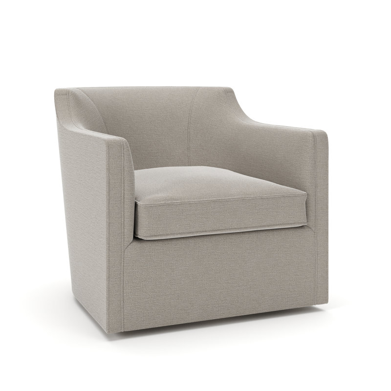 Fauteuil pivotant rembourré Marietta, Tissage natté lin Drusky Sustain®