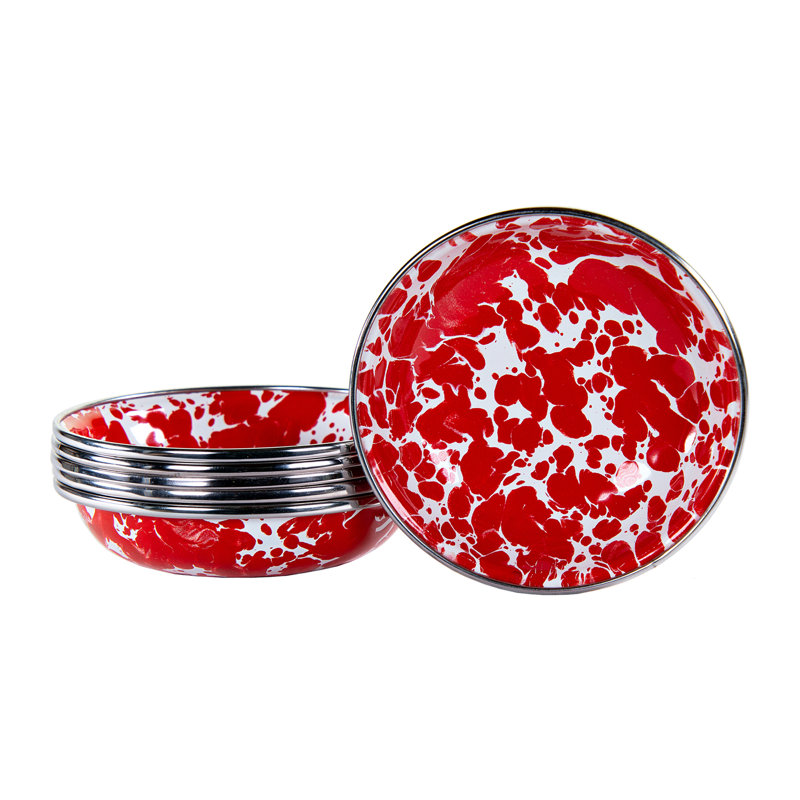 Set of 6 Solid Red Tasting Dishes, Red Swirl