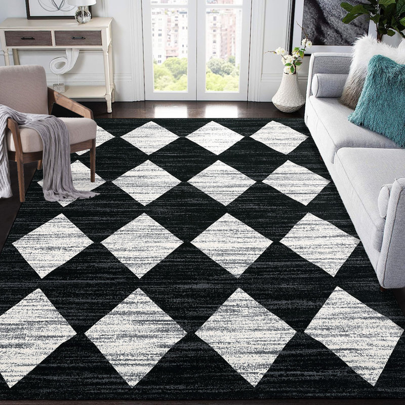 Brazzeal Washable Geometric Rug, Rectangle 9 pi x 12 pi